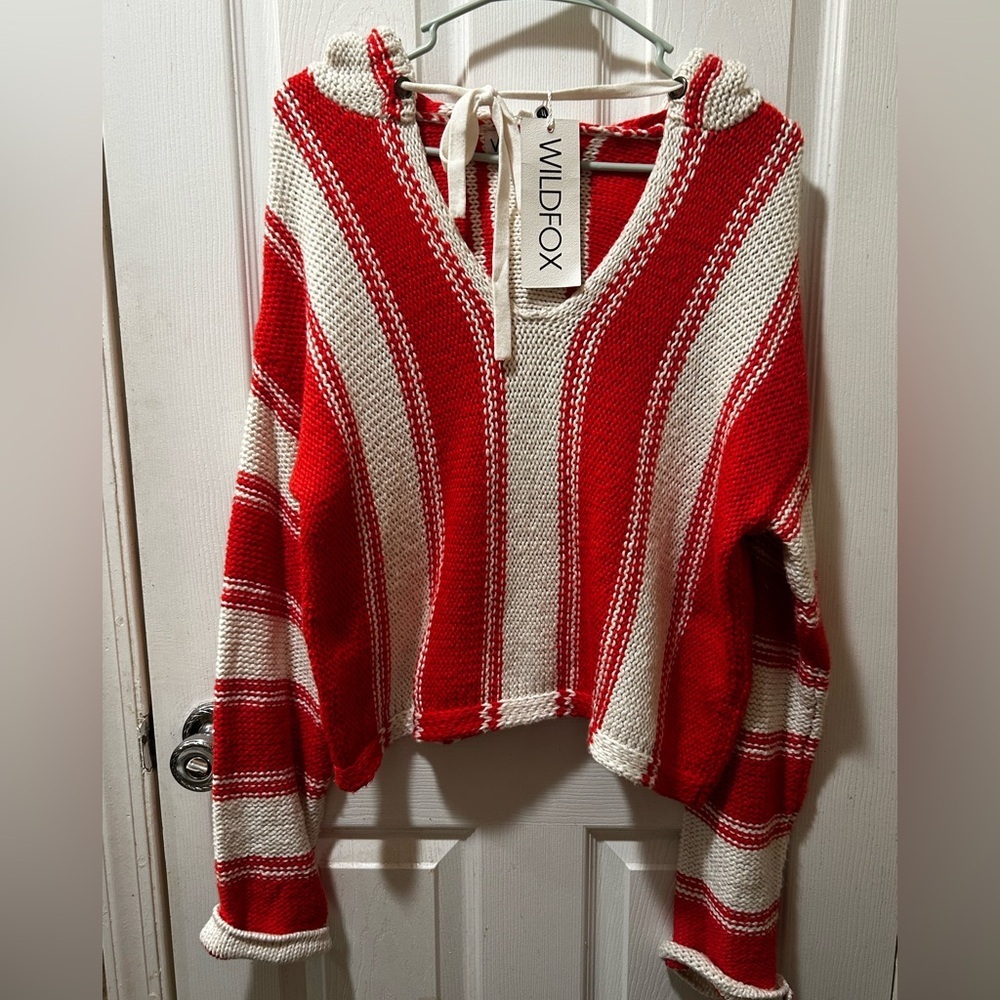 NWT Wildfox Chromatic Stroke Hermosa Sweater L Vintage Lace/Crimson $128 Retail! - Picture 6 of 10